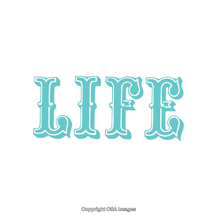 Elegant Blue Typography Featuring the Word Life with Vintage Aesthetic