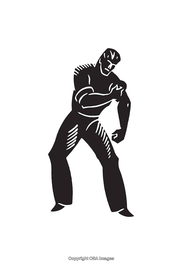 Elegant Black And White Illustration of a Strong Muscular Figure