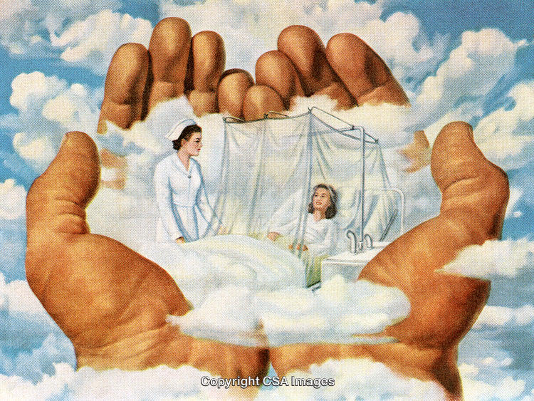 Conceptual Illustration Depicting Caregiver Supporting Patient in Peaceful Environment