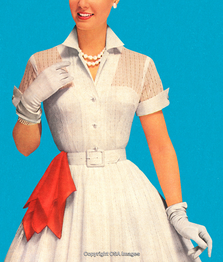 Elegant Retro-Styled Woman with Vintage Fashion on Blue Background