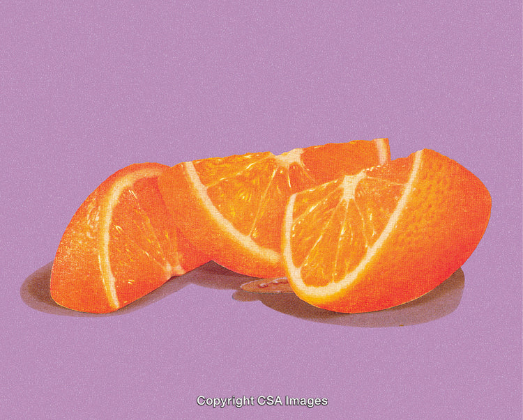 Slices of Juicy Orange on a Vibrant Purple Background