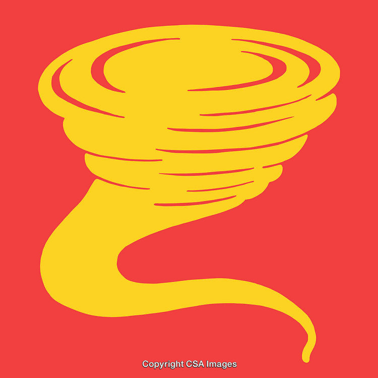Bright Spiral Line Art Depicting a Whirling Cyclonic Form
