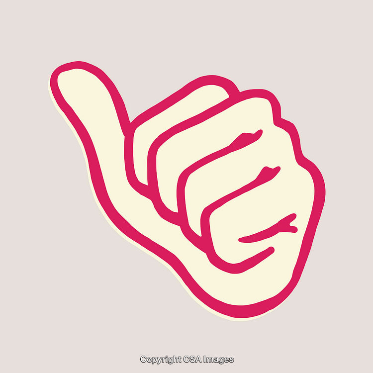 Hand Gesture Illustration in Bold Pink and Yellow Line Art Style