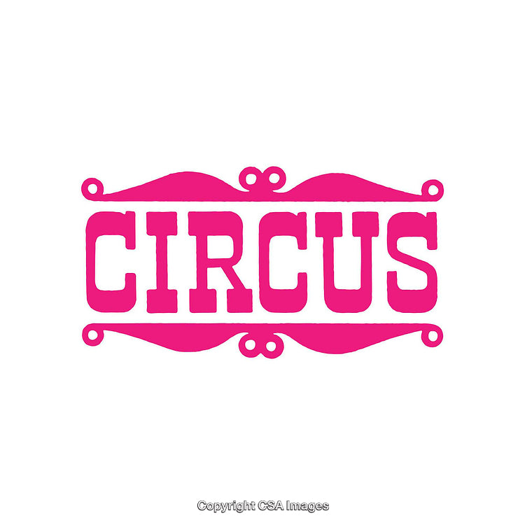 Bold Pink Circus-Themed Graphic Illustration with Ornate Design Elements