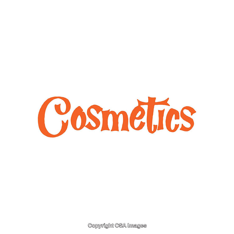 Bold Orange Text Reading 'Cosmetics' on a Clean White Background