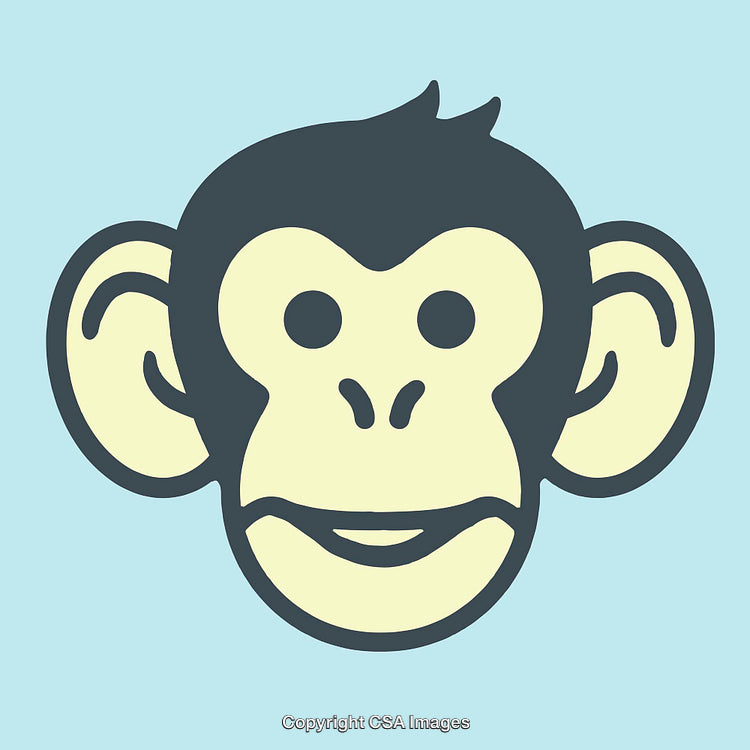 Cartoon Illustration of a Monkey Face on a Light Background