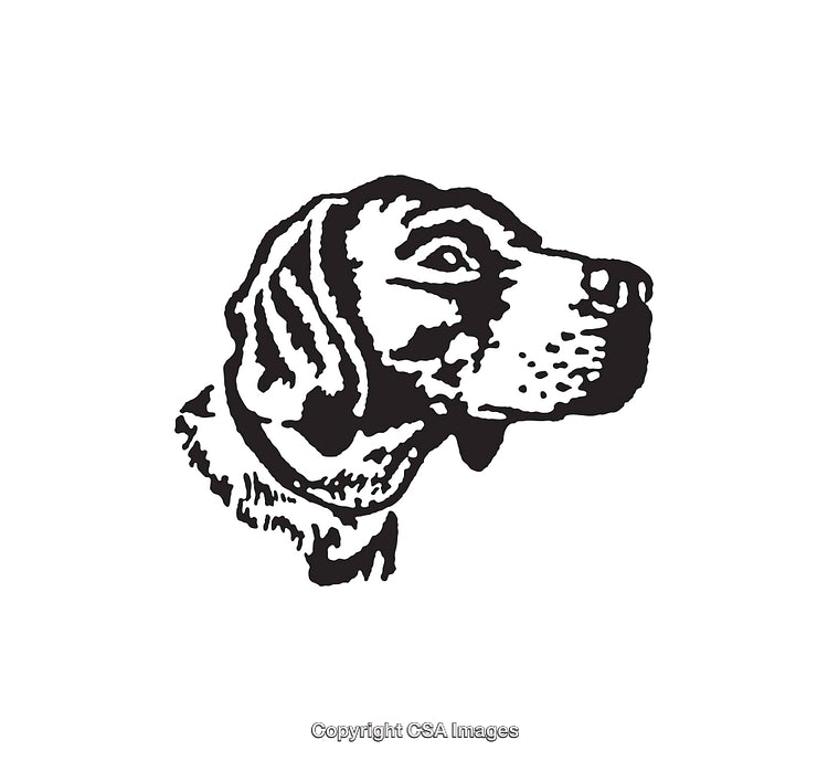 Black and White Line Art Illustration of a Dog Head Profile