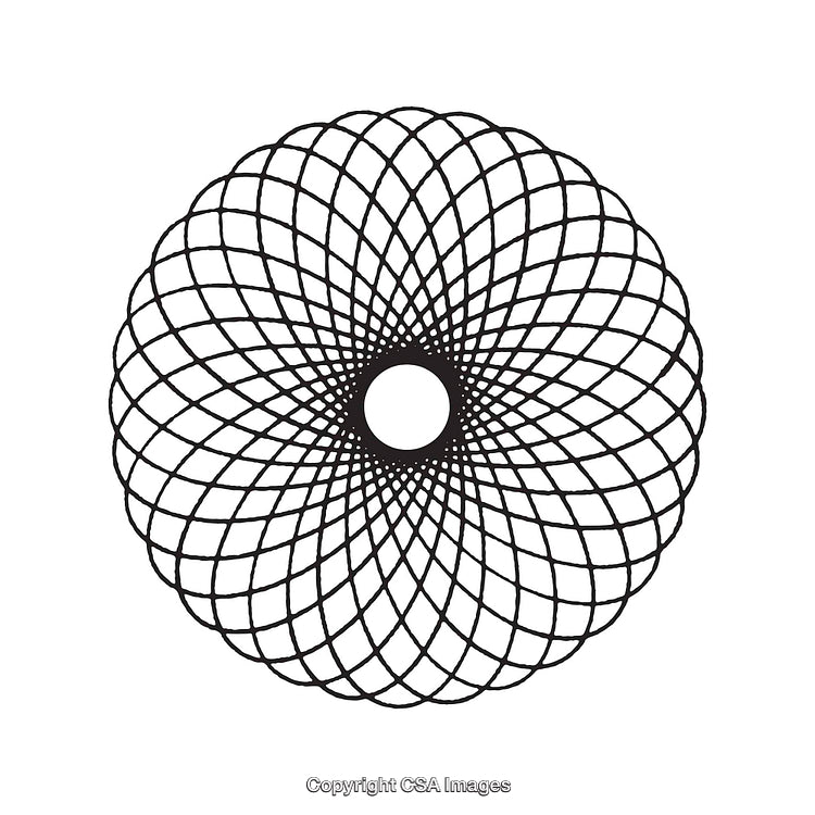 Intricate Black And White Circular Pattern with Geometric Design