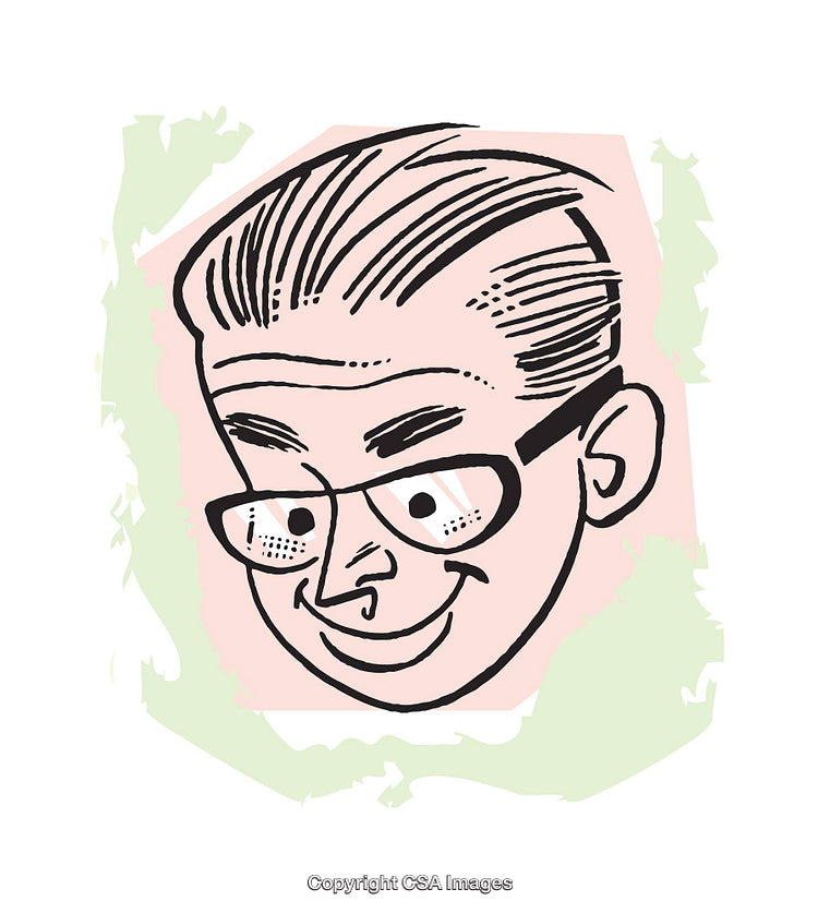 Colorful Illustration of a Smiling Person in Glasses and Pastel Background