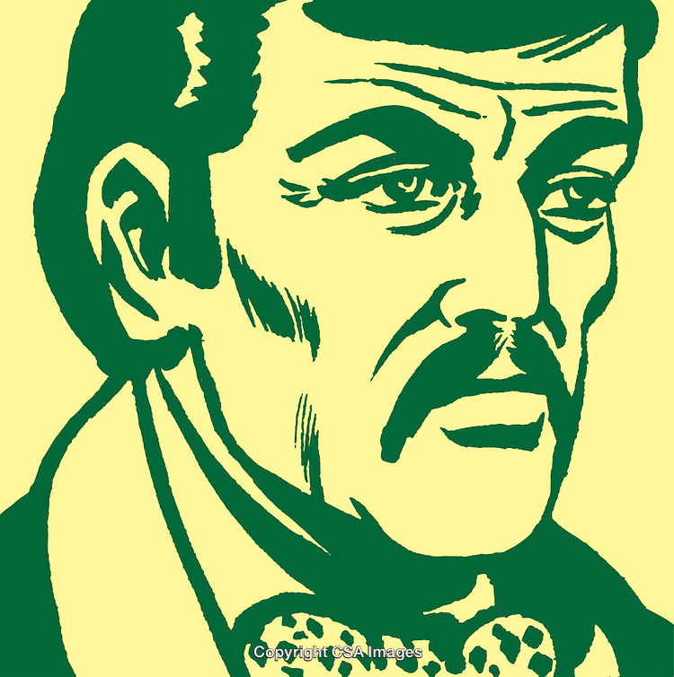 Vintage Stylized Representation of a Man in Monochromatic Green and Yellow