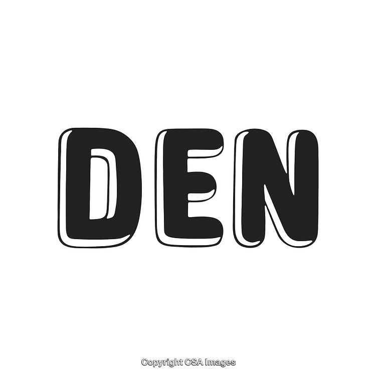 Bold Black and White Text Design Featuring the Word DEN