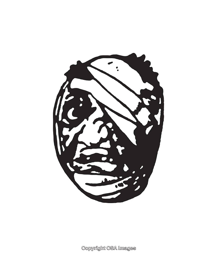 Abstract Black and White Line Art of a Wrapped Face