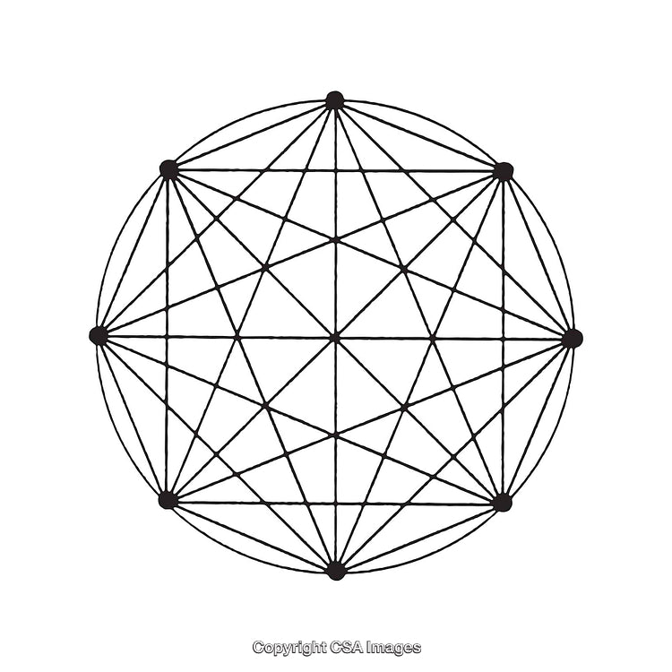 Geometric Circle Design with Intricate Patterns and Interconnected Lines
