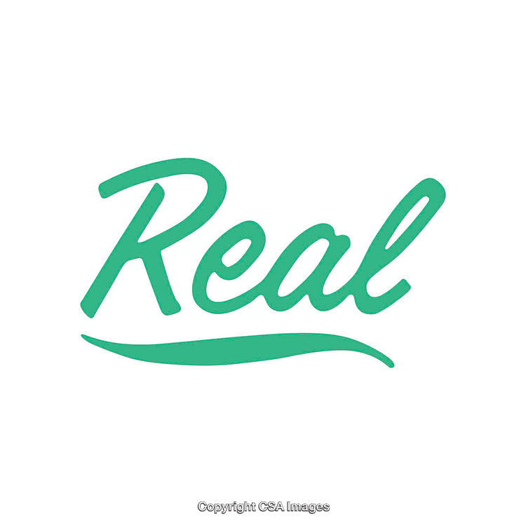 Green Handwritten Word Design Featuring the Word 'Real' in Bold Typography