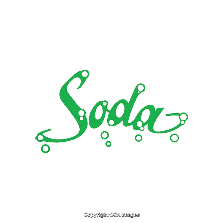 Green Soda Typography with Bubble Elements on White Background