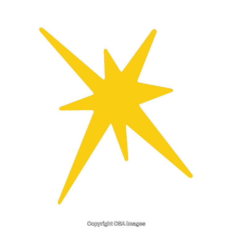 Yellow Starburst Dingbat Element on Clean White Background
