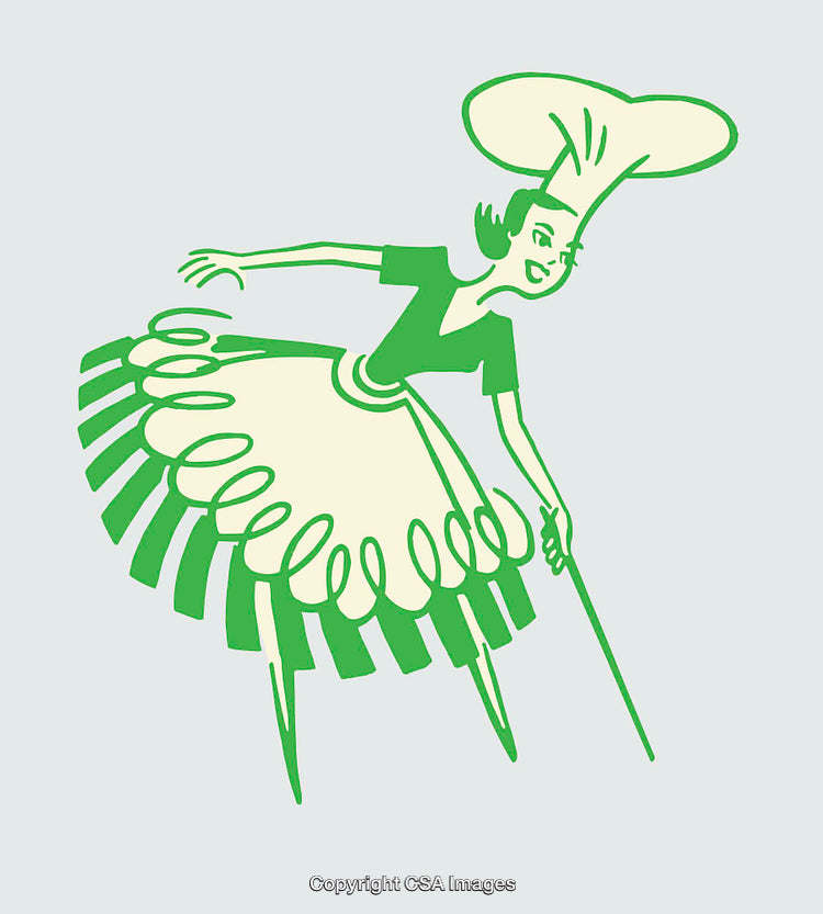 Retro Chef Line Art Illustration With a Whimsical Apron Design