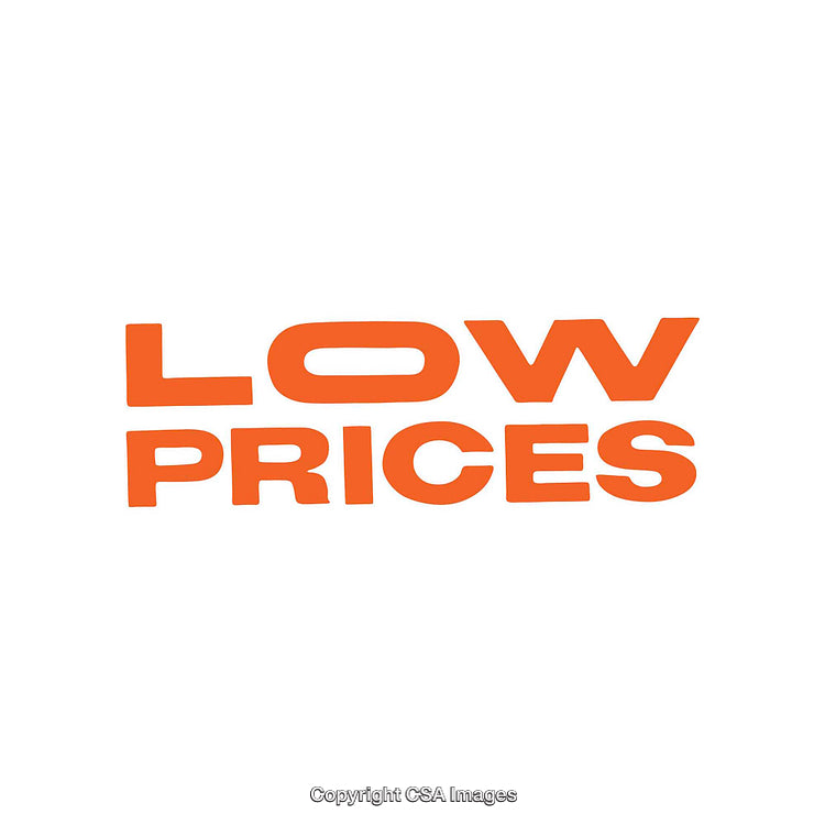 Bold Orange Text Displaying 'Low Prices' on a Clean White Background