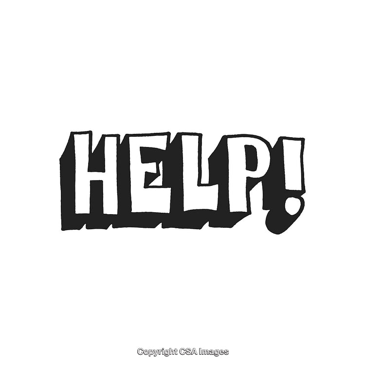 Bold Black-And-White Comic Style Help Typography With Exclamation Mark