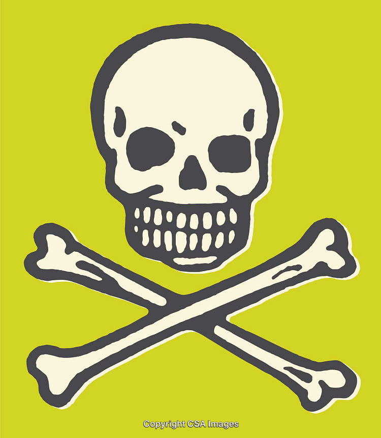 Illustrated Skull and Crossbones on Vivid Yellow Background