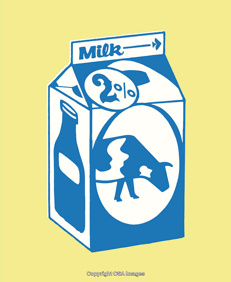 Colorful Line Art Illustration of a Milk Carton Design