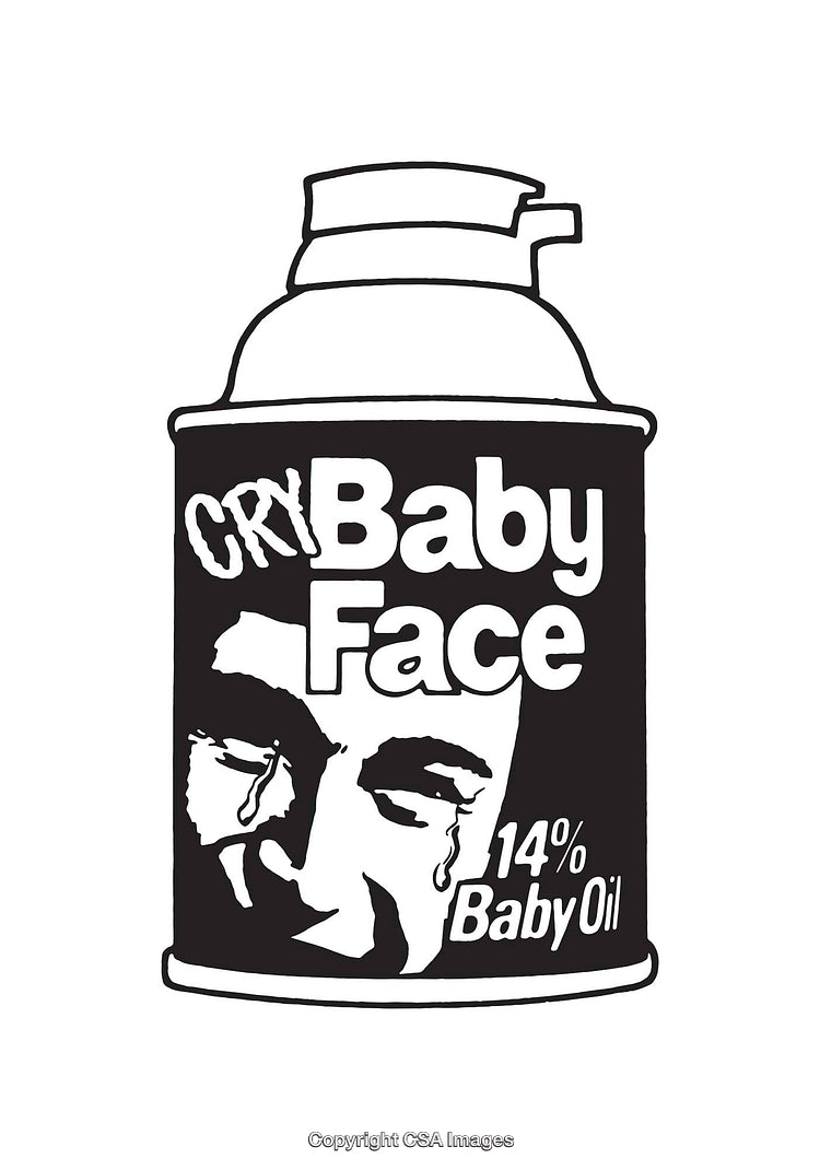Minimalist Black and White Cry Baby Face Line Art Illustration