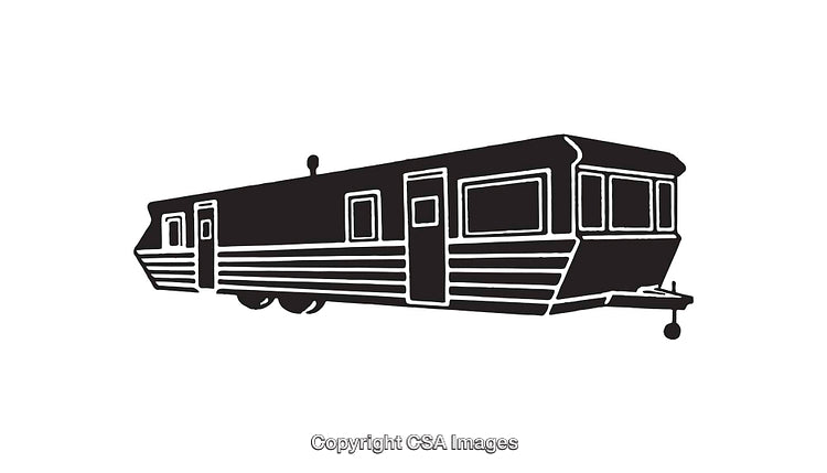 Minimalistic Black and White Illustration of a Portable Caravan Trailer