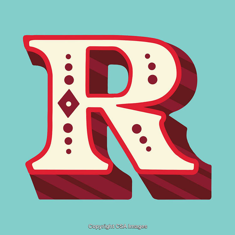 Decorative Stylized Letter R in Retro Vintage Design