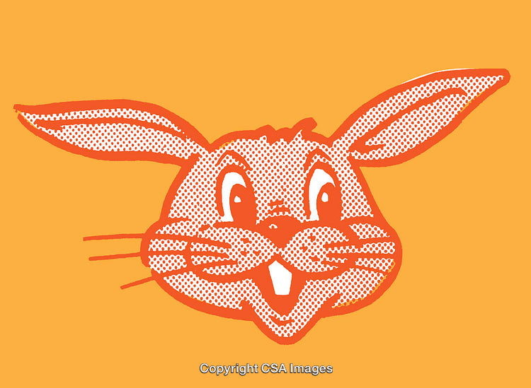 Playful Orange Rabbit Character Illustration with Whimsical Line Art