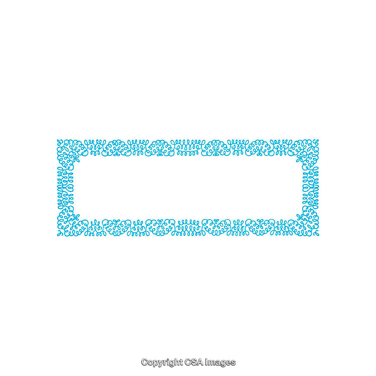 Blue Decorative Rectangular Patterned Border Isolated on White Background