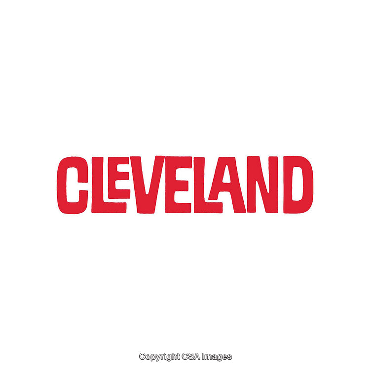 Red Cleveland Text Graphic on a White Background