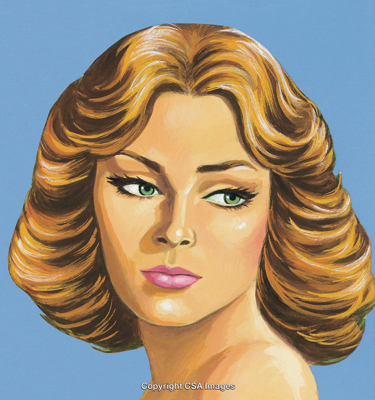 Retro Illustration Featuring a Woman with Vintage Hairstyle and Glamorous Look