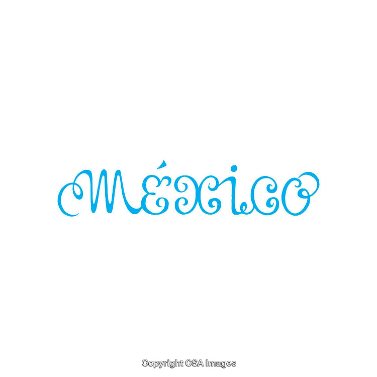 Decorative Artistic Typography Design of Mexico in Elegant Blue Font Style