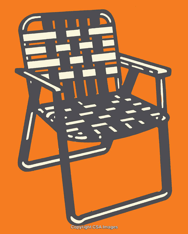 Illustration of a Vintage Lawn Chair on a Vibrant Orange Background
