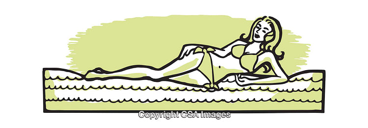 Illustration of a Woman Relaxing on a Mattress in a Stylish Pose