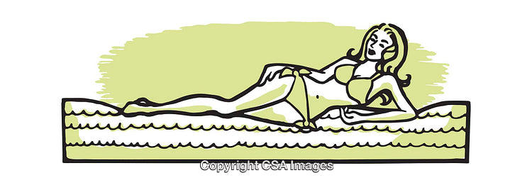 Illustration of a Woman Relaxing on a Mattress in a Stylish Pose