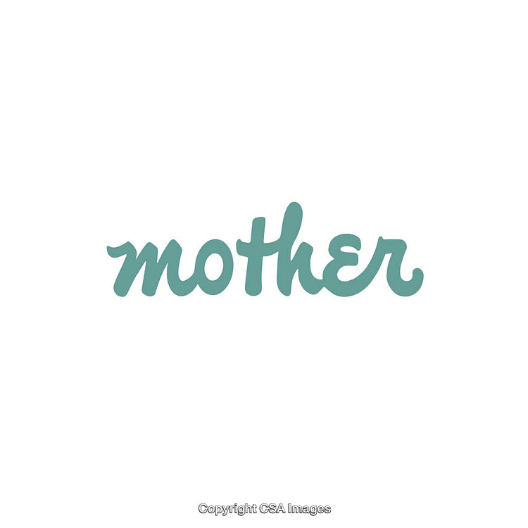Elegant Handwritten "Mother" Text in Soft Green on White Background