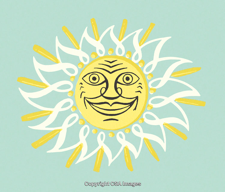 Cheerful Sun Illustration Design Featuring a Smiling Sun with Vibrant Rays