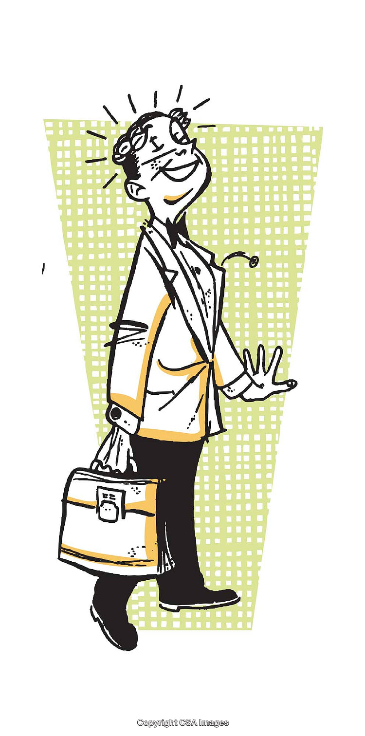 Professional Cartoon Illustration of a Confident Businessman with Briefcase