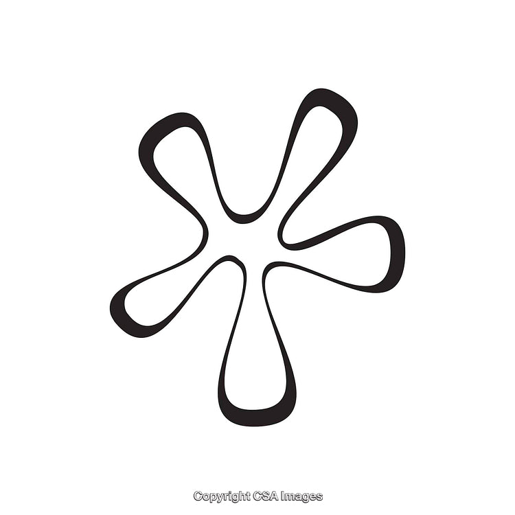 Abstract Black And White Flower-Shaped Outline With Dynamic Form