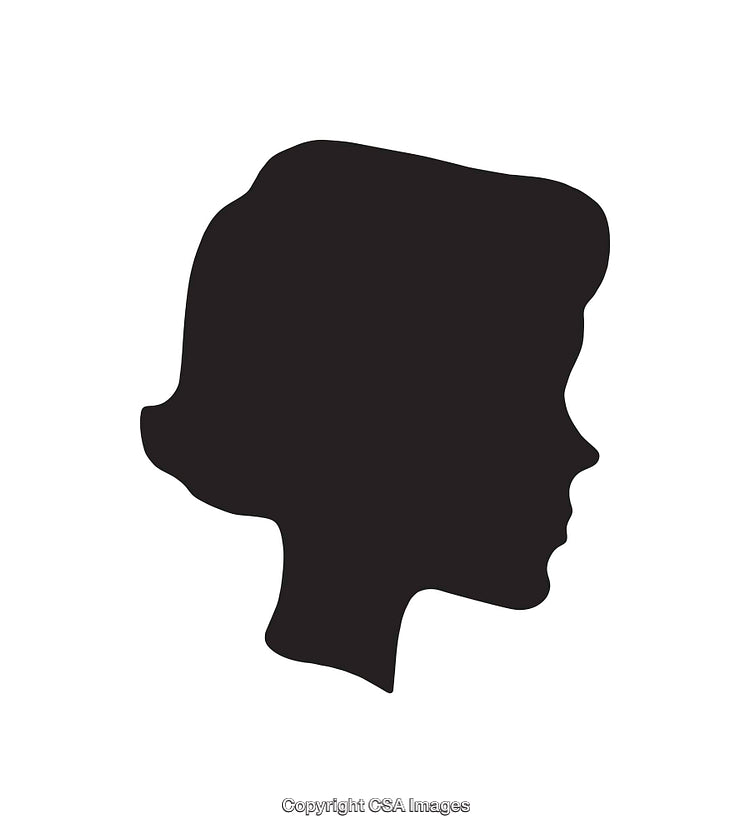 Black Silhouette of a Face in Profile on White Background