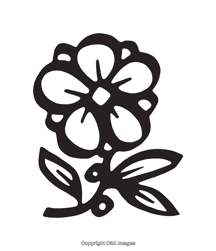 Bold Black and White Flower Line Art Illustration