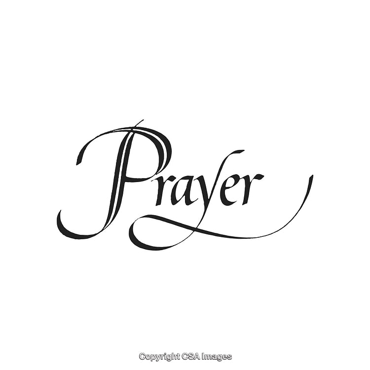 Elegant Calligraphy Text Illustration Featuring the Word Prayer in a Flowing Style