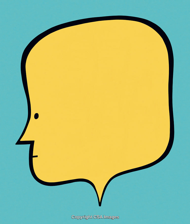 Minimalist Speech Bubble as a Person's Thoughtful Silhouette