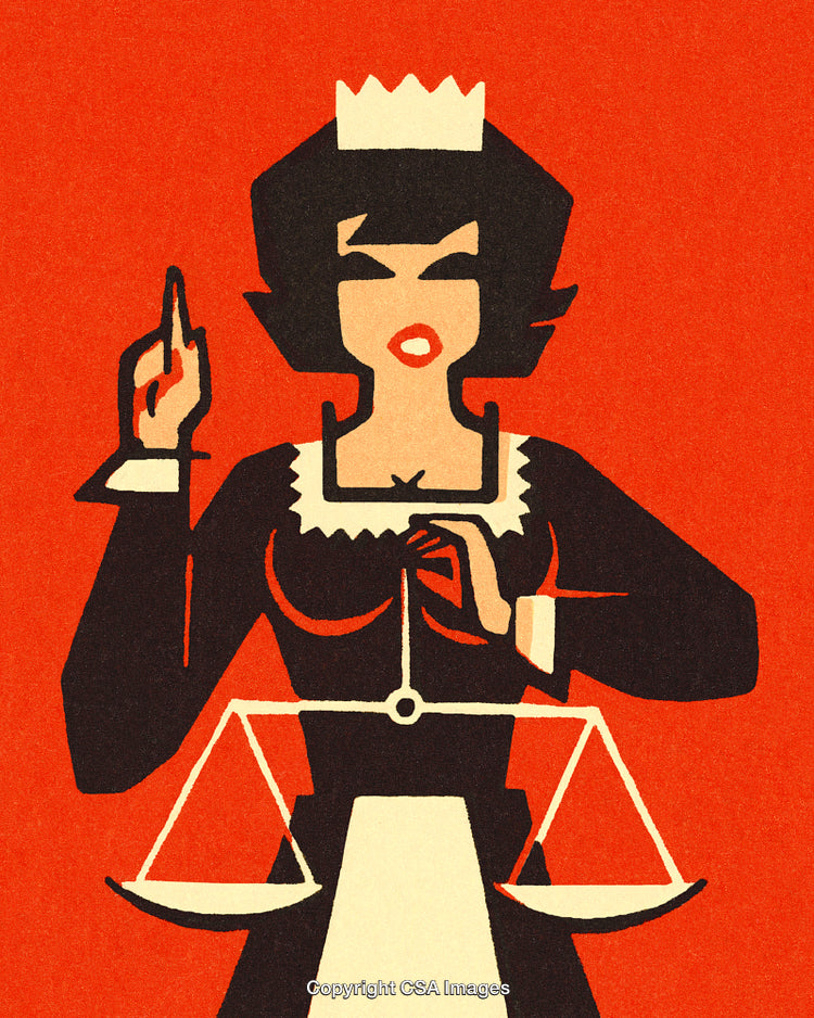 Retro-Inspired Illustration Highlighting Justice and Equality with Bold Minimalistic Style