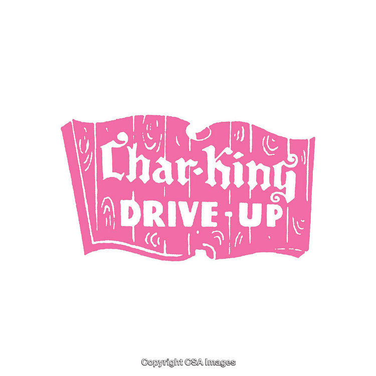 Vintage Pink Char-King Logo on Wooden Plaque Background