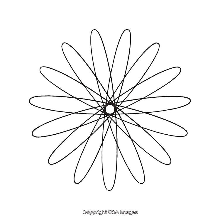 Abstract Geometric Black and White Mandala with Symmetrical Patterns