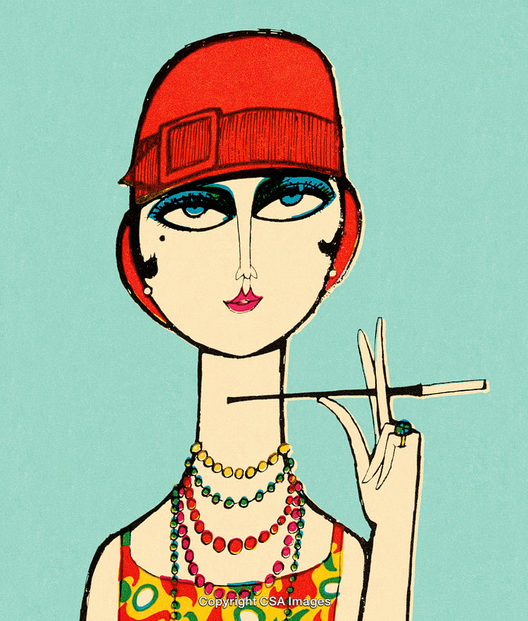 Retro Illustration of a Stylish Woman in 1920s Flapper Fashion