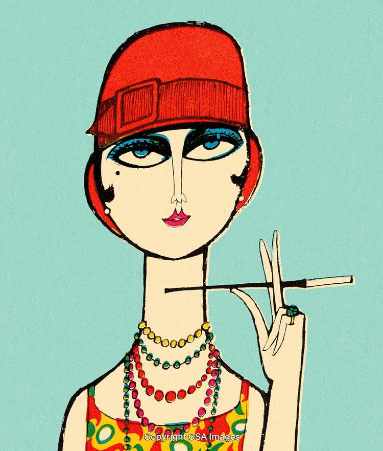 Retro Illustration of a Stylish Woman in 1920s Flapper Fashion