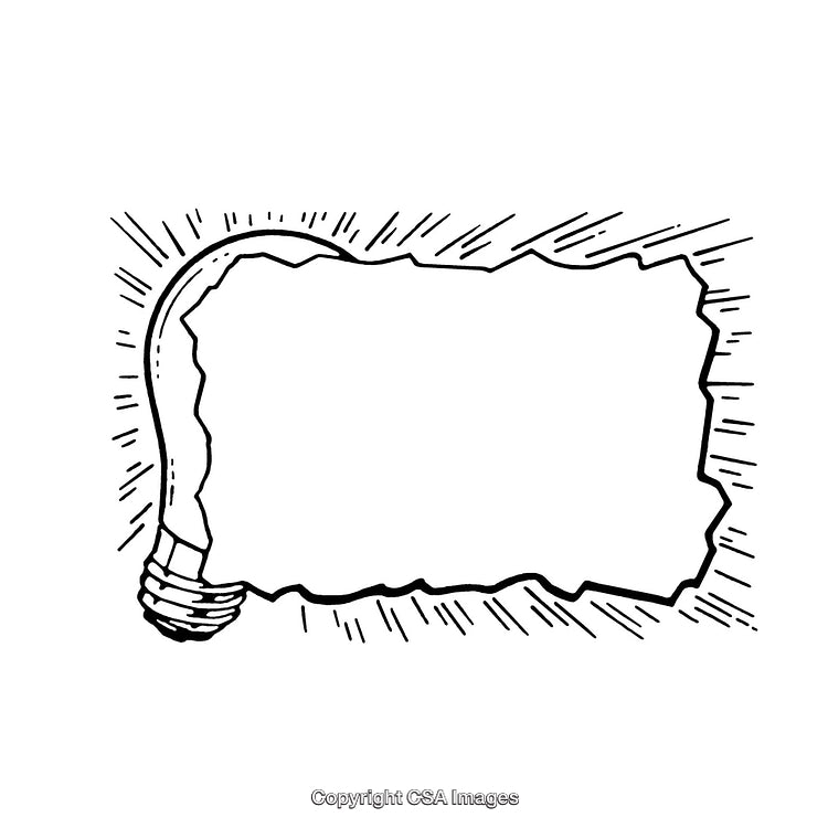 Creative Light Bulb Border Design with Bright Hand-Drawn Lines